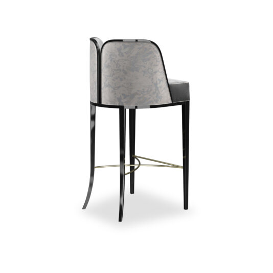 Art Deco Inspired Luxury Bar Stool art deco luxury stool with black frame and grey fabric