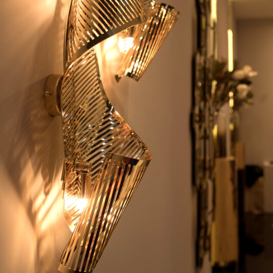 Contemporary Designer Twisted Gold Plated Wall Light