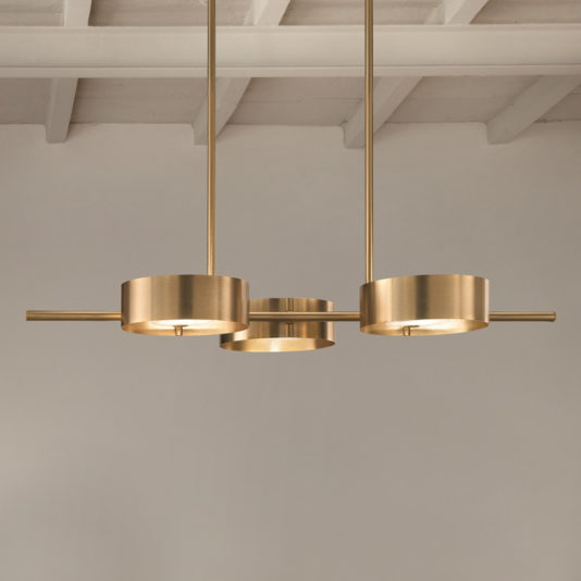 Contemporary Italian Gold-Plated Triple Suspension Light