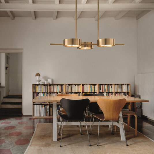 Contemporary Italian Gold-Plated Triple Suspension Light