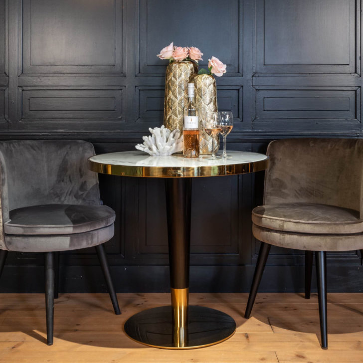 Contemporary Round Faux Marble Bar Table