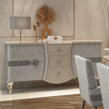 Designer Italian Quilted Buffet With Crystal Details Designer Italian Quilted Buffet With Crystal Details