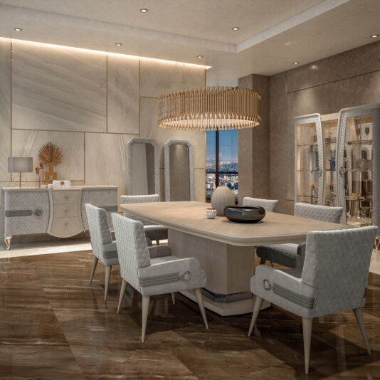 Designer Italian Quilted Buffet With Crystal Details Designer Italian Quilted Buffet With Crystal Details