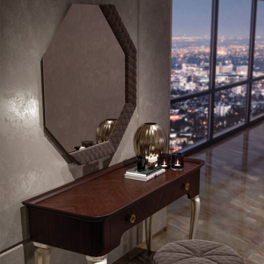 Designer Italian Quilted Octagonal Wall Mirror