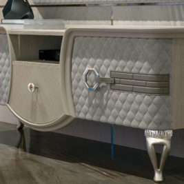 Designer Italian Quilted TV Unit With Crystal Details