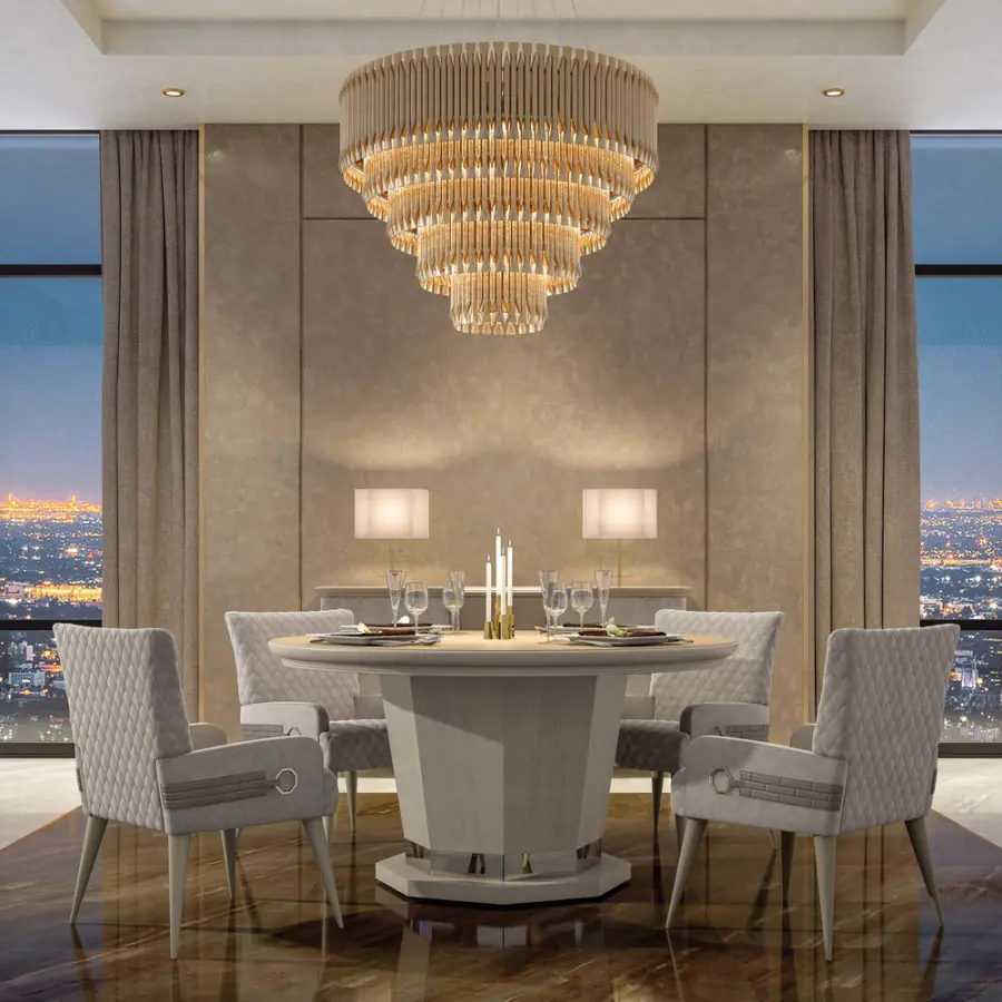 High End Designer Italian Quilted Dining Set - Juliettes Interiors
