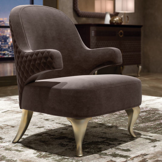 Italian Designer Quilt Upholstered Armchair