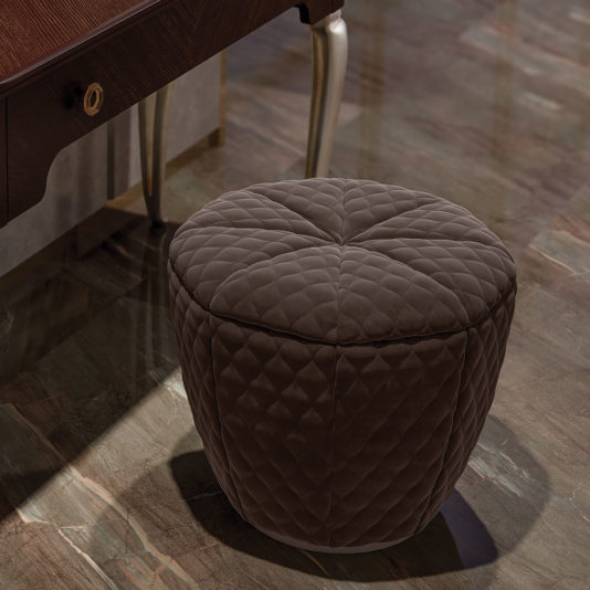 Italian Designer Quilt Upholstered Stool