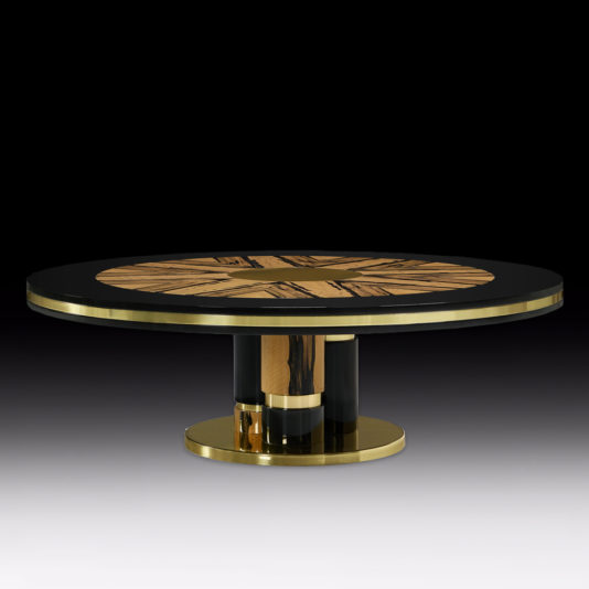 Low Round Designer Ebony Veneer Coffee Table