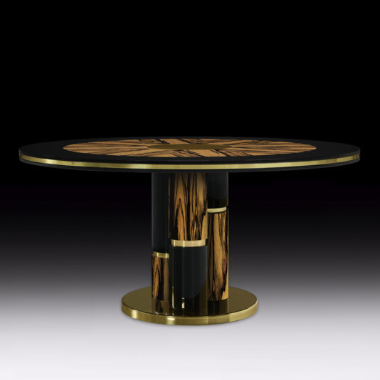 Luxury Round Designer Ebony Veneer Dining Table
