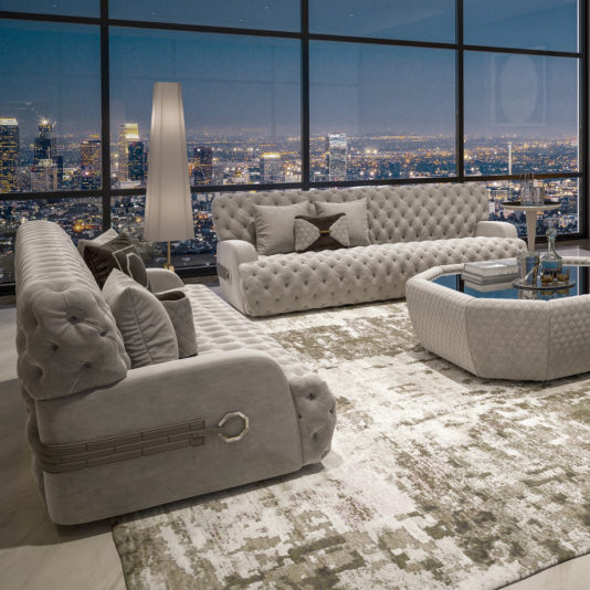 Luxury Designer Italian Button Upholstered Sofa