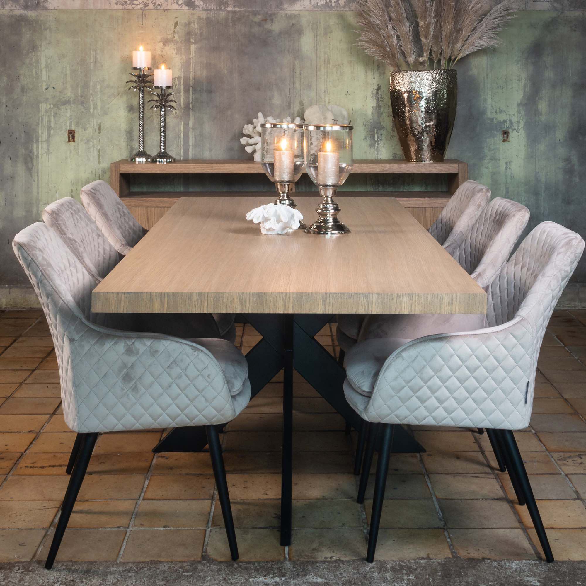 Modern Quilted Velvet Dining Chair - Juliettes Interiors