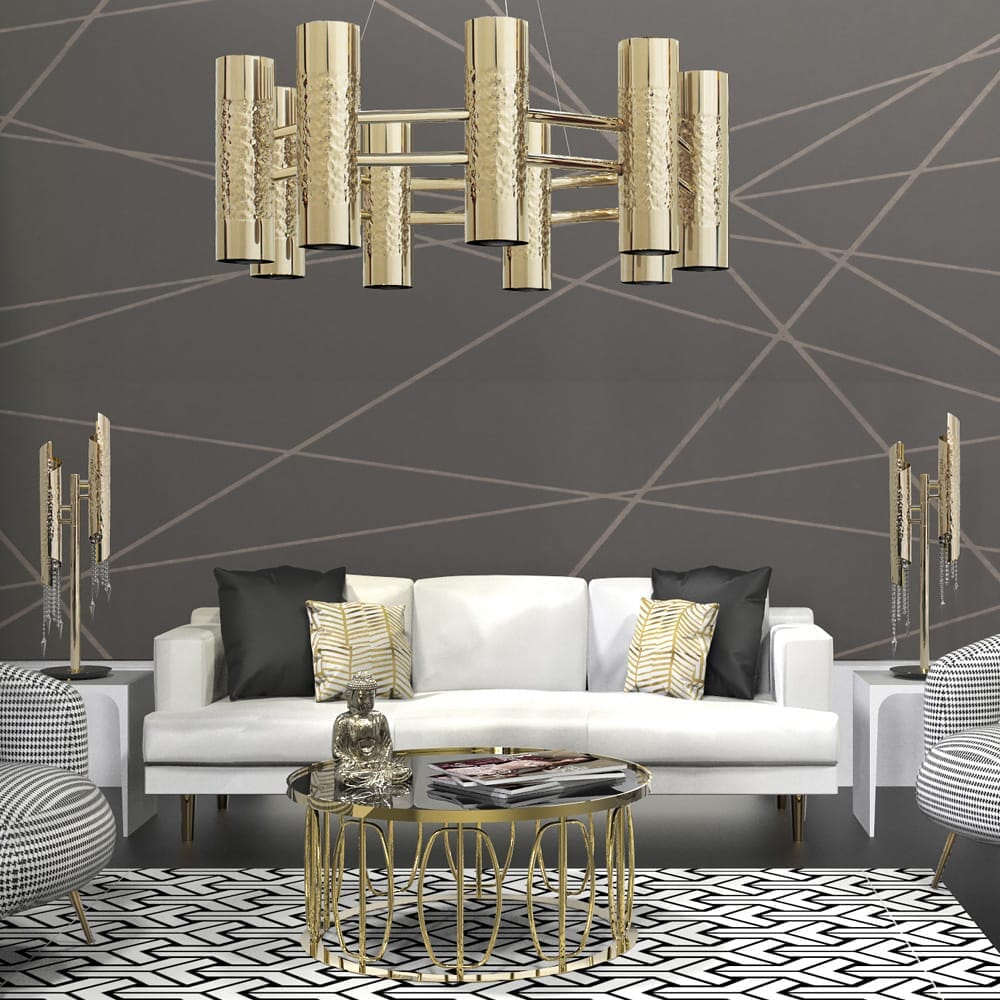 indoor lighting in stock, glamorous, gold plated, hammered metal chandelier