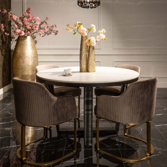 Carrara Marble Modern Round Dining Table