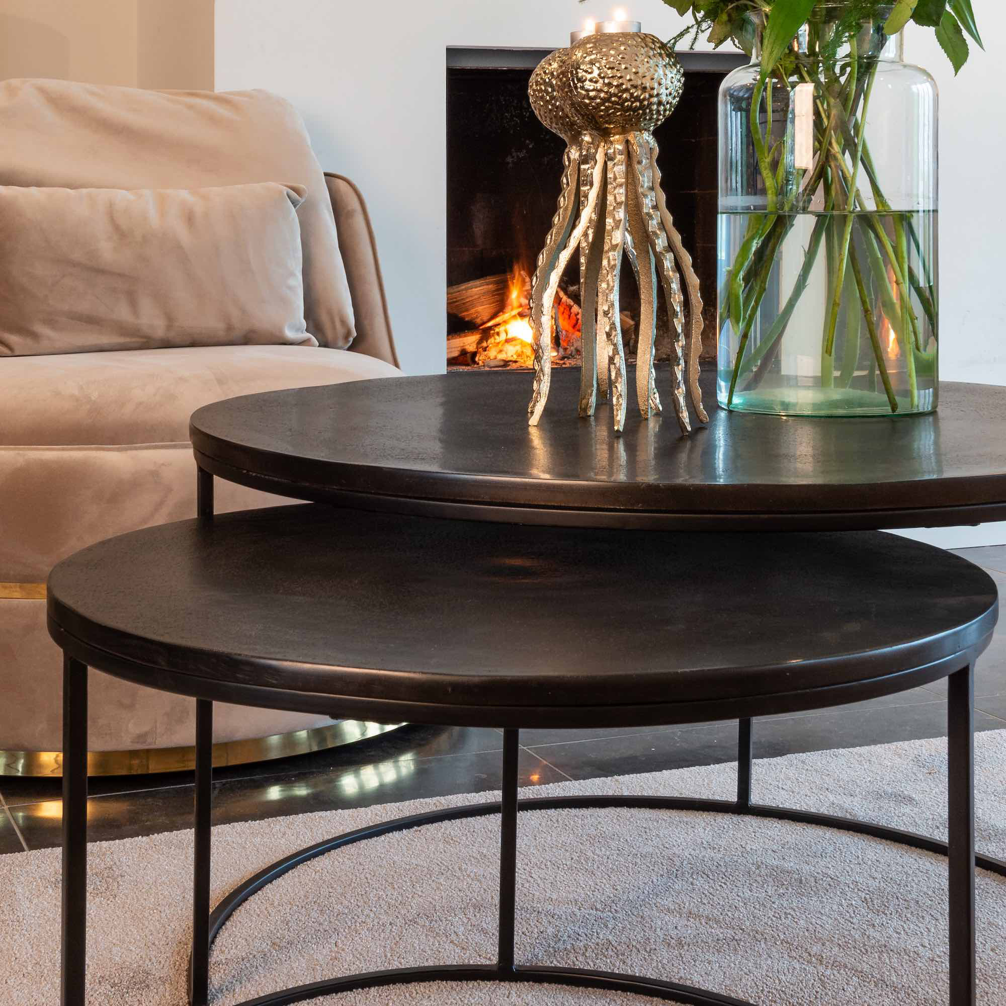 Contemporary Black Coffee Table Nest