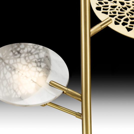 Contemporary Designer Brass And White Marble Chandelier