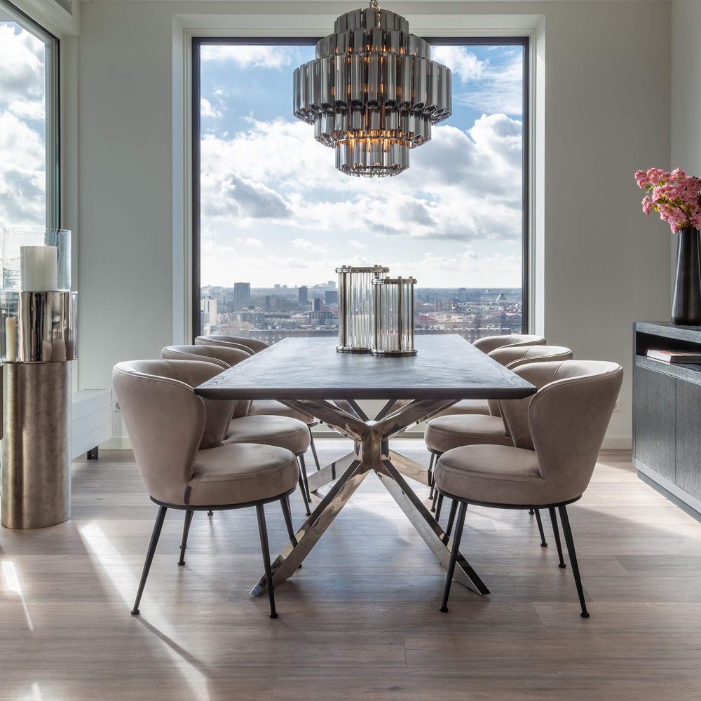 Contemporary Oak Finish Dining Table - Juliettes Interiors