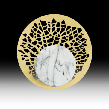 Designer Circular Brass And White Marble Wall Light Designer Circular Brass And White Marble Wall Light