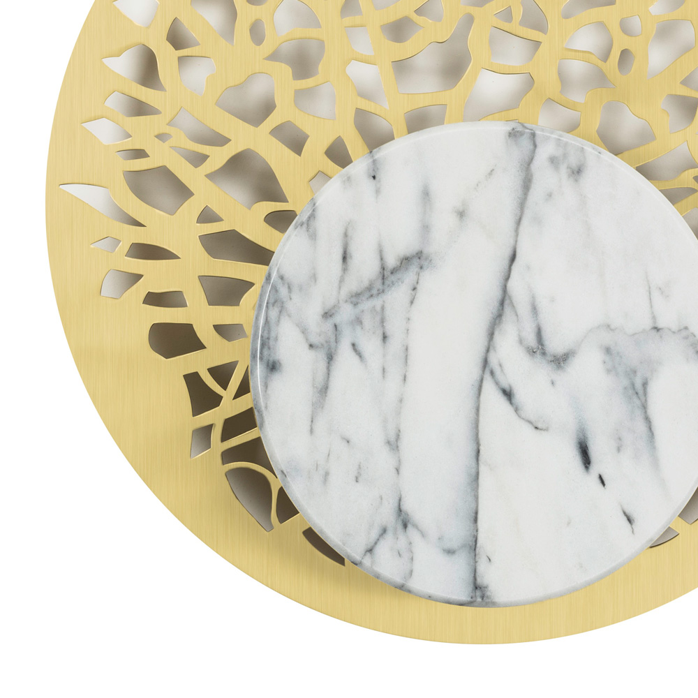 Designer Circular Brass And White Marble Wall Light