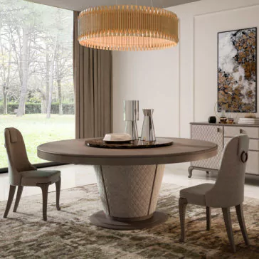 Designer Italian Quilted Round Dining Table Set Designer Italian Quilted Round Dining Table Set