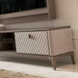 Designer Italian Quilted TV Unit With Wall Fixture