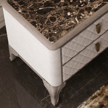 High End Italian Quilted Designer Marble Bedside Cabinet