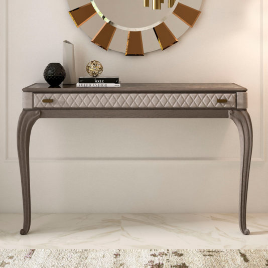 Italian Designer Quilted Wall Fixing Console Table With Drawer