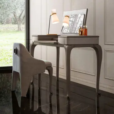 Italian Designer Upholstered Dressing Table With Mirror Italian Designer Upholstered Dressing Table With Mirror