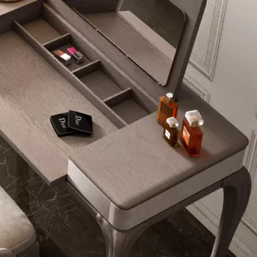 Italian Designer Upholstered Dressing Table With Mirror Italian Designer Upholstered Dressing Table With Mirror