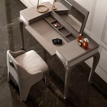 Italian Designer Upholstered Dressing Table With Mirror Italian Designer Upholstered Dressing Table With Mirror