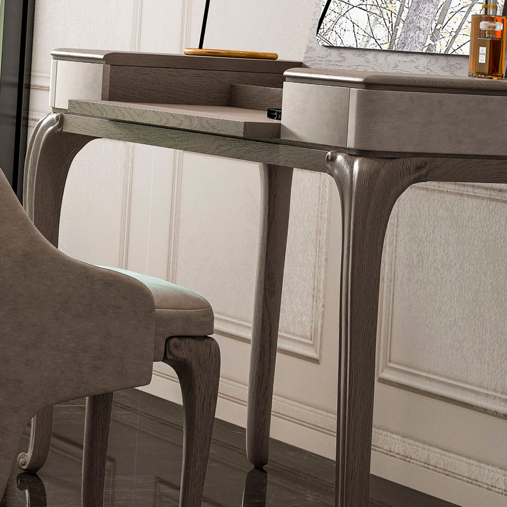 Italian Designer Upholstered Dressing Table With Mirror