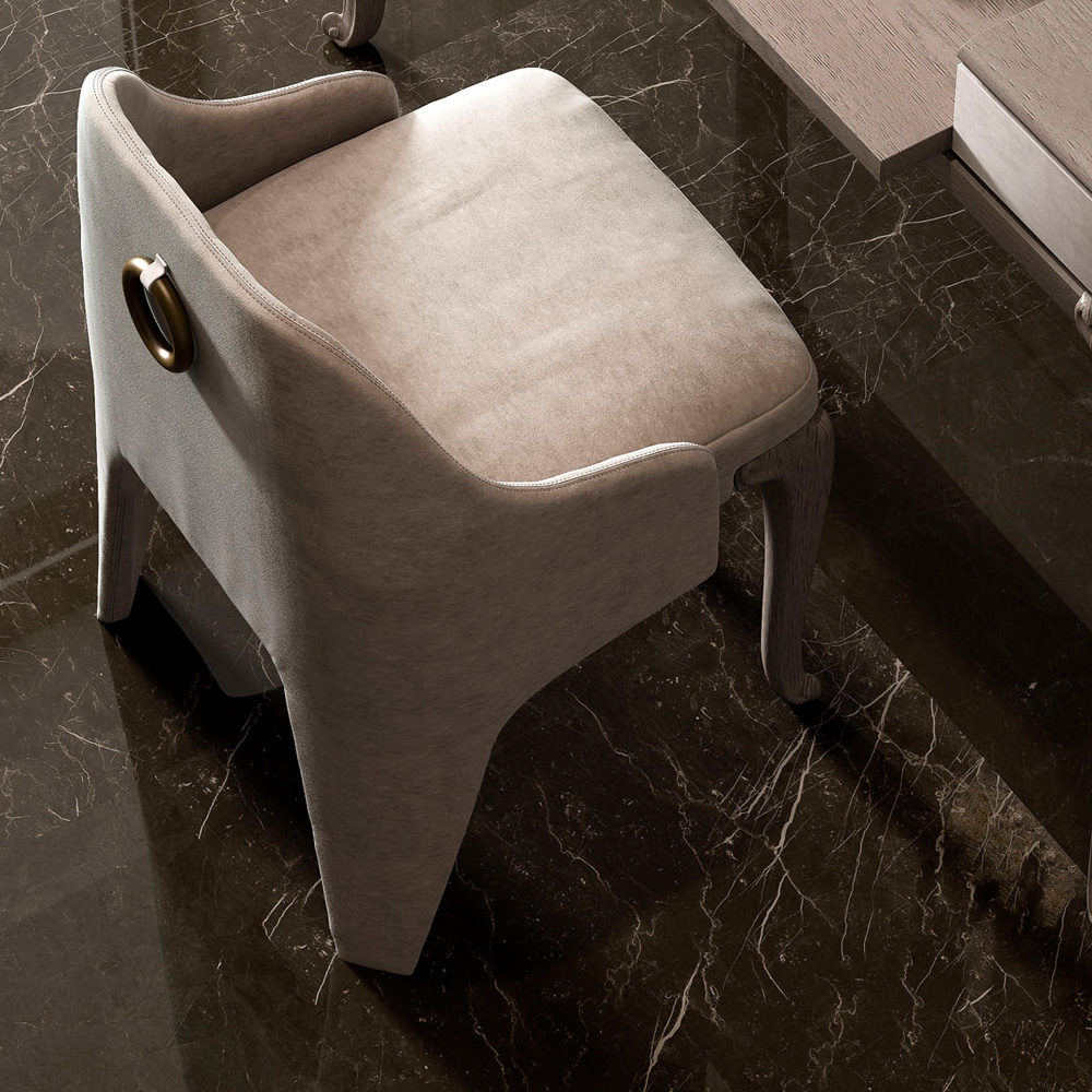 Italian Designer Upholstered Dressing Table With Mirror