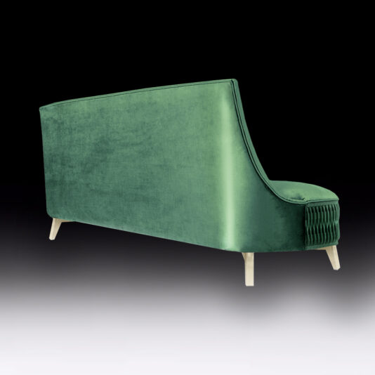 Low Designer Luxury Pleat Upholstered Sofa Low Designer Luxury Pleat Upholstered Sofa