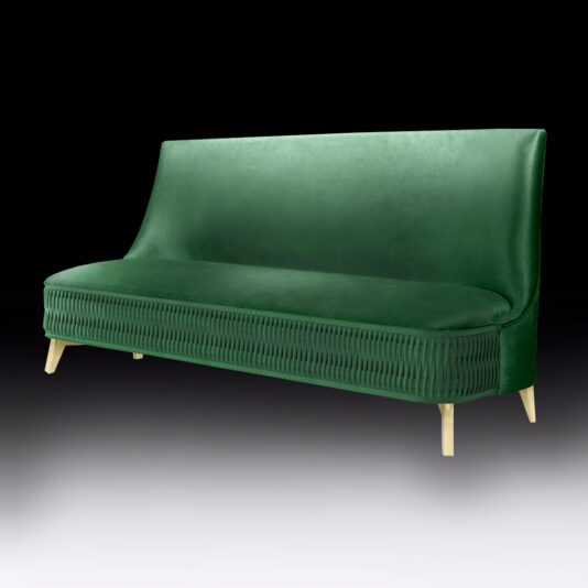 Low Designer Luxury Pleat Upholstered Sofa Low Designer Luxury Pleat Upholstered Sofa