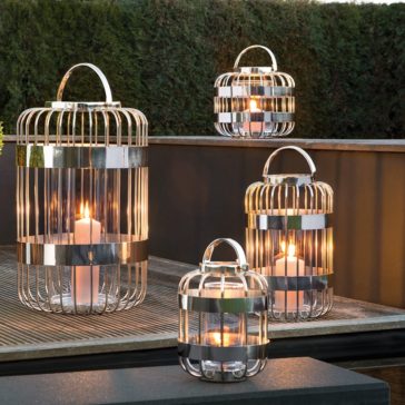 Striking Modern Stainless Steel Lantern Set Striking Modern Stainless Steel Lantern Set