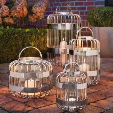 Striking Modern Stainless Steel Lantern Set Striking Modern Stainless Steel Lantern Set