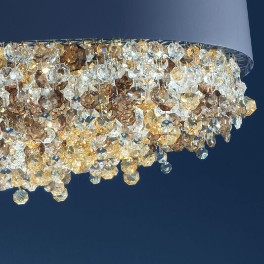 Round Blue Contemporary Chandelier With Amber Pendants Round Blue Contemporary Chandelier With Amber Pendants