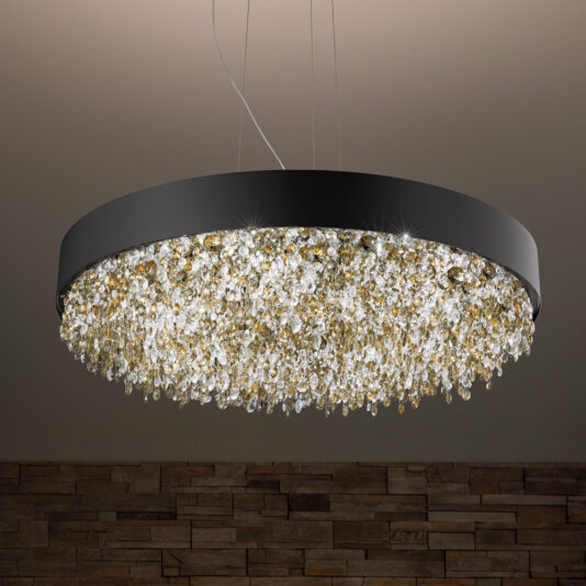 Round Matt Black Contemporary Chandelier
