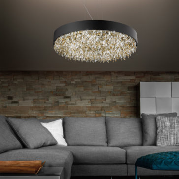 Round Matt Black Contemporary Chandelier