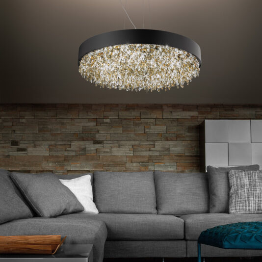 Round Matt Black Contemporary Chandelier Round Matt Black Contemporary Chandelier