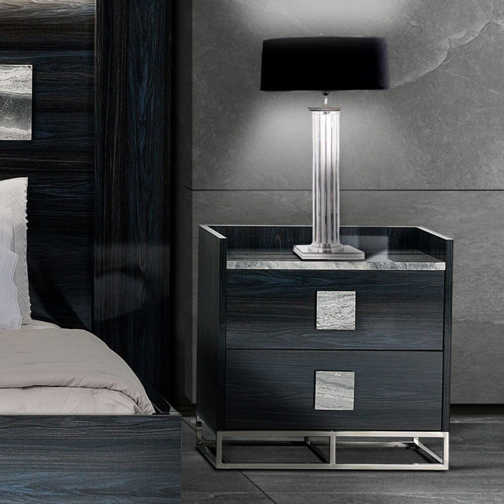 Contemporary Designer Italian Bedside Cabinet With 2 Drawers