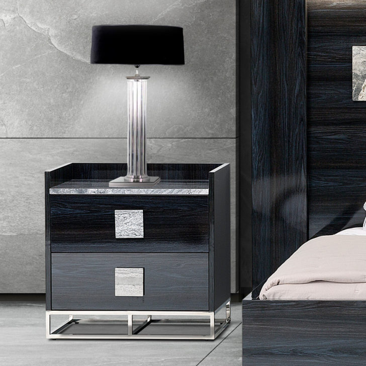 Contemporary Designer Italian Bedside Cabinet With 2 Drawers
