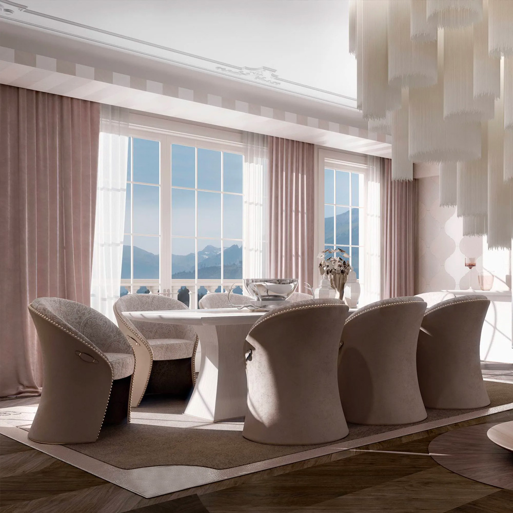Contemporary Italian Designer Large Dining Table Set