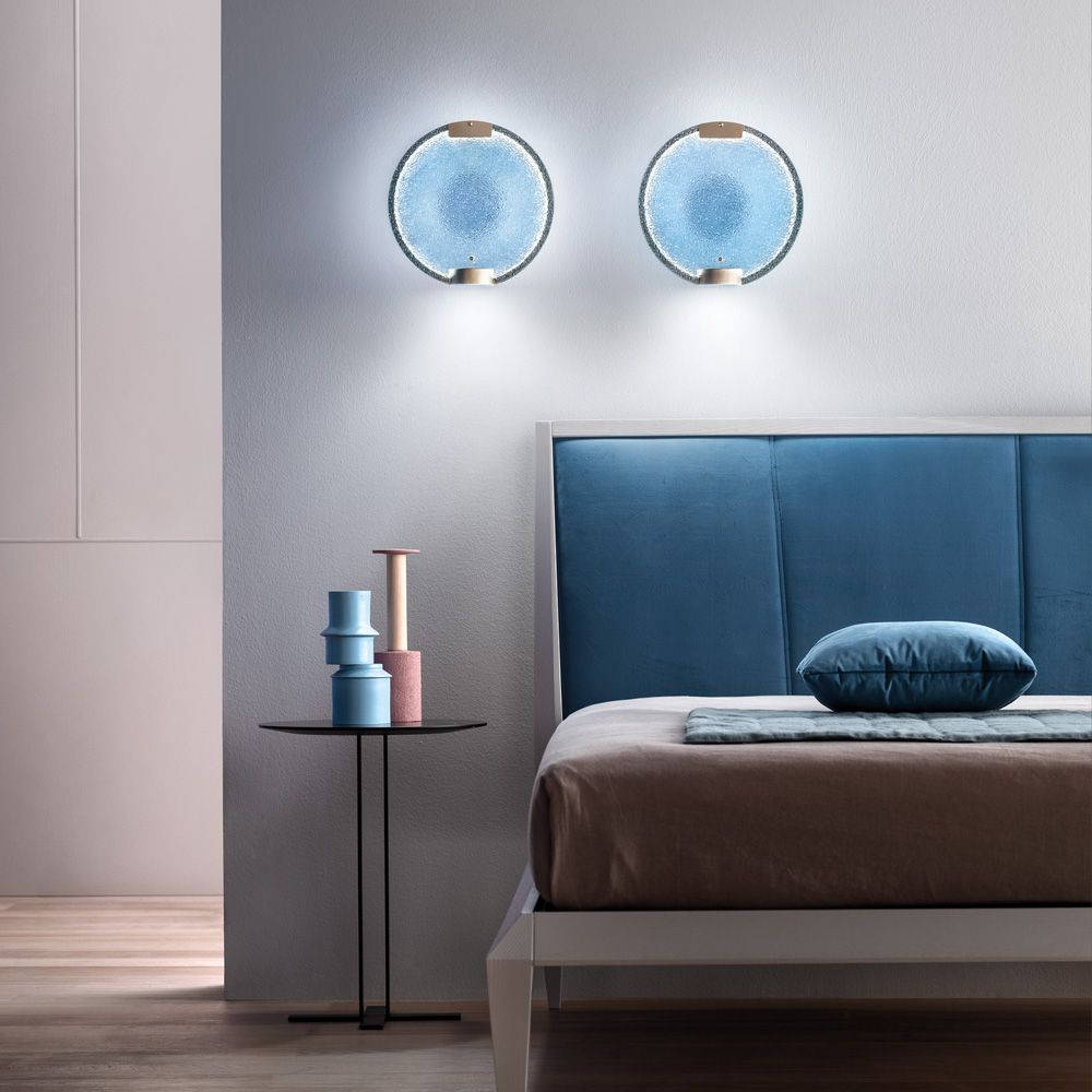 Modern Round Coloured Glass Diffuser Wall Light