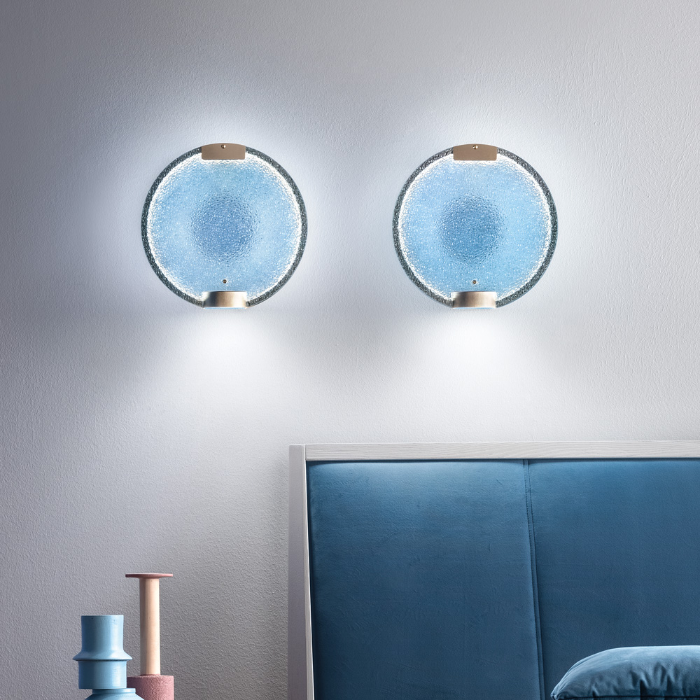 Modern Round Coloured Glass Diffuser Wall Light