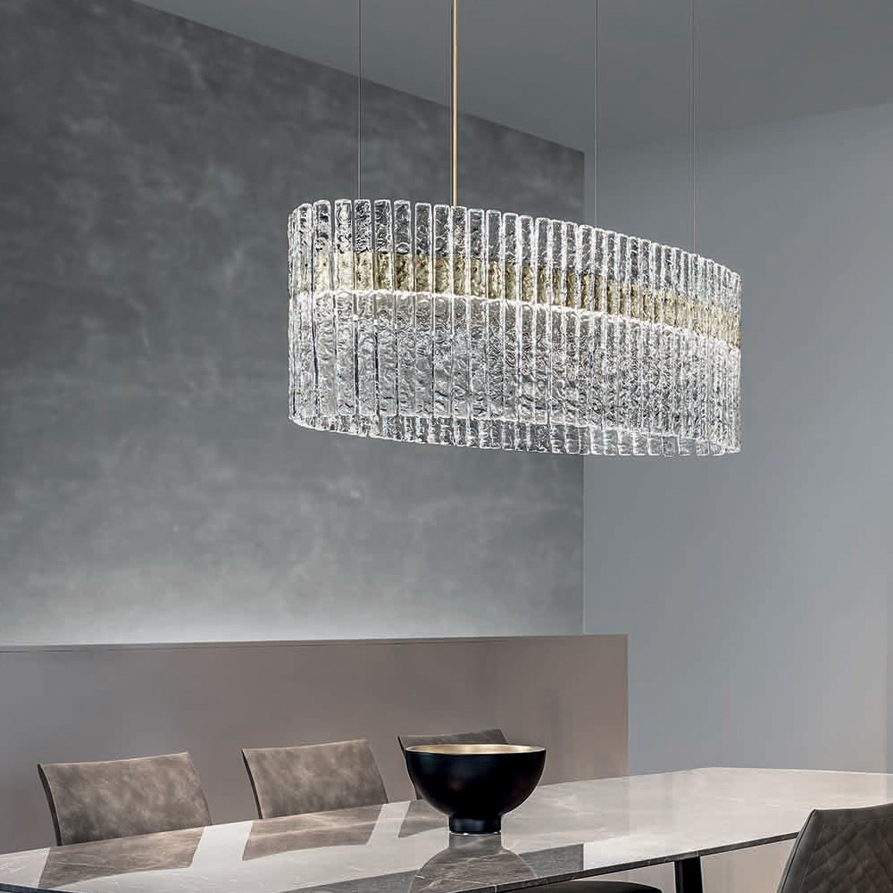Rock Crystal Inspired Contemporary Oval Chandelier