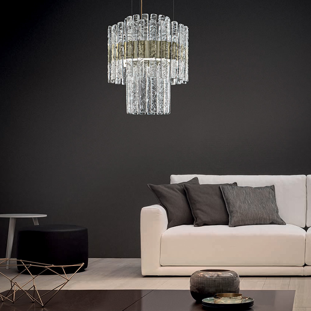Rock Crystal Inspired Contemporary Tiered Chandelier