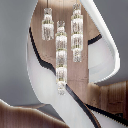 Rock Crystal Inspired Contemporary Vertical Chandelier