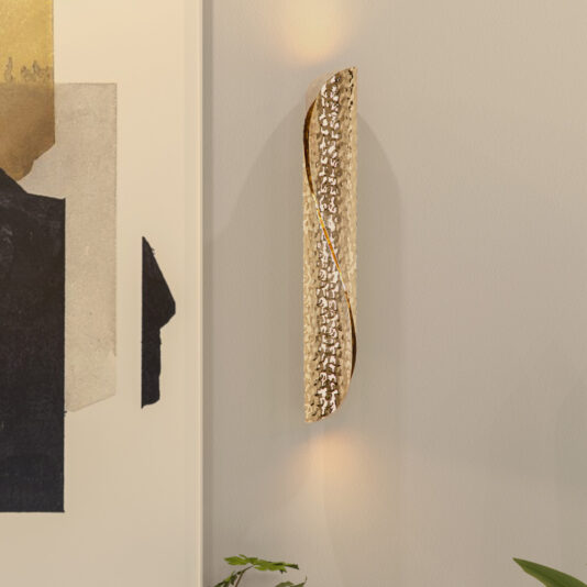 Contemporary Hammered Effect Gold Plated Wall Light Contemporary Hammered Effect Gold Plated Wall Light