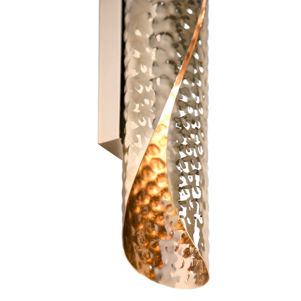 Contemporary Hammered Effect Gold Plated Wall Light
